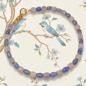 Blue Sky Jade In Gold Plated Choker Or Necklace